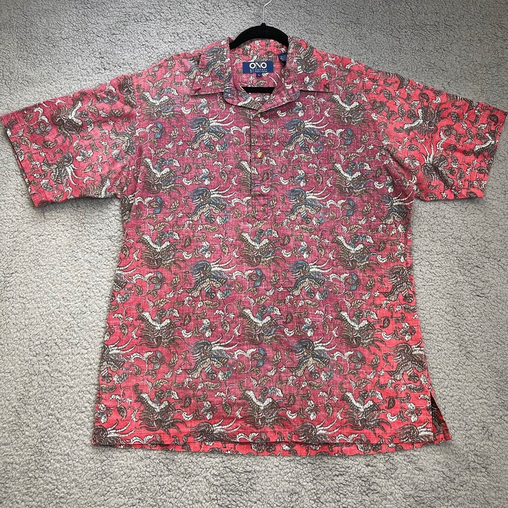 Vintage Hawaiian Shirt Mens Large Aloha Button Up Liberty House Short Sleeve